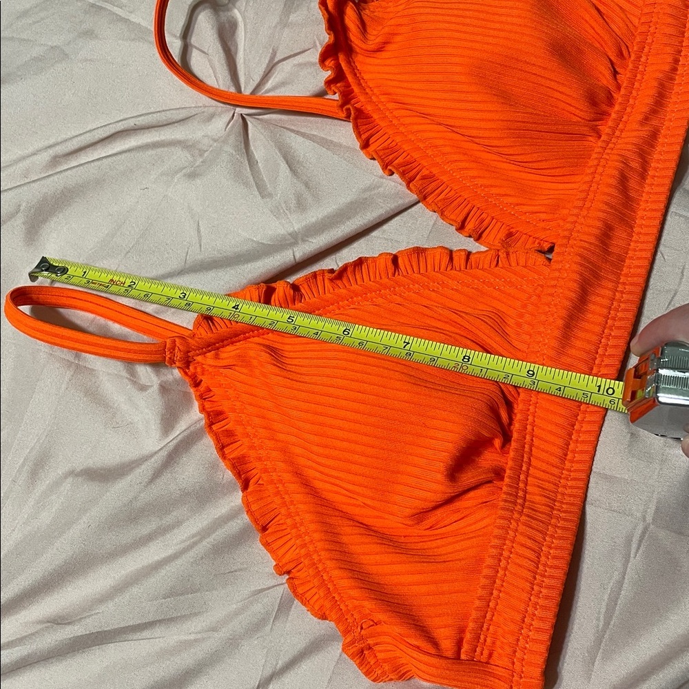 NWT Cupshe Alegria Ruffle Ribbed Triangle Bikini Swimsuit Top Size Small - Picture 9 of 11